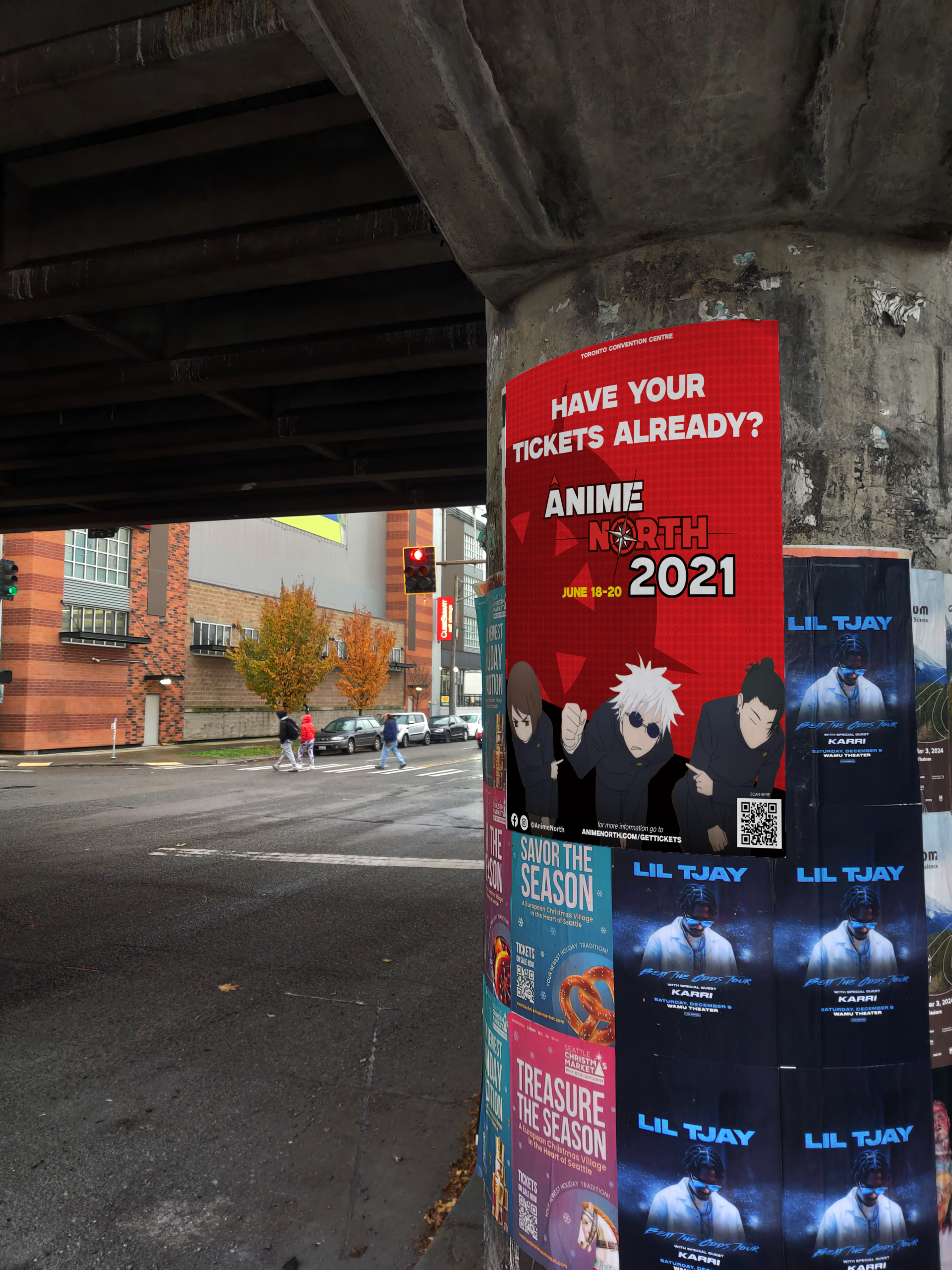 Event information poster designed to clearly present date, time, location, and key details for Anime North attendees.
Created using Adobe Illustrator and InDesign, with strong typographic hierarchy and structured layout to ensure readability and clarity in print.