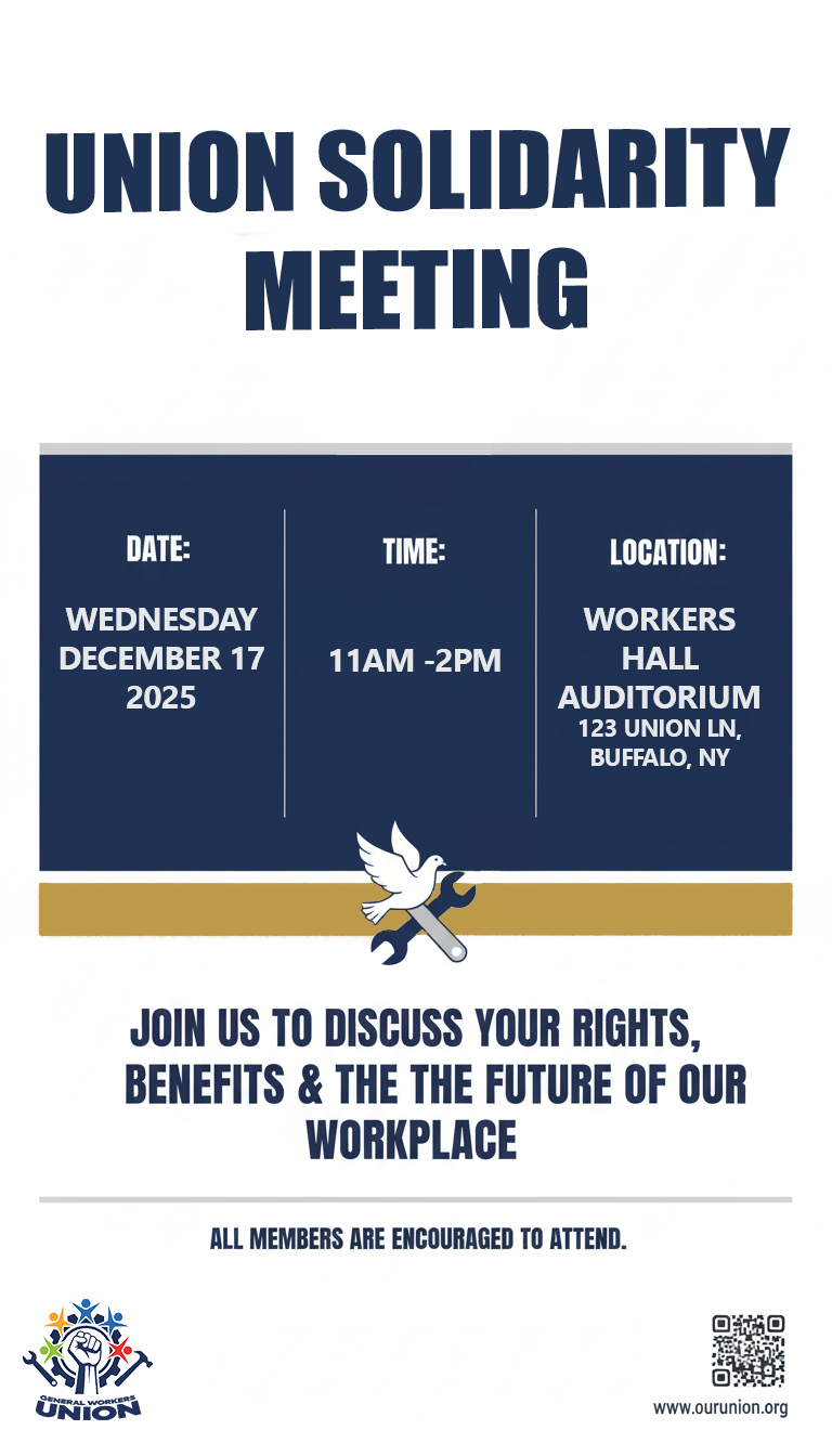 Print flyer created for a union event announcement, designed to prioritize clear member communication and legibility in physical spaces.
Built using Adobe Illustrator & Photoshop with standard print considerations in mind, including color mode, margins, and scalable layout.
Reflects the type of production-ready poster commonly used for union notices, meetings, and office displays.