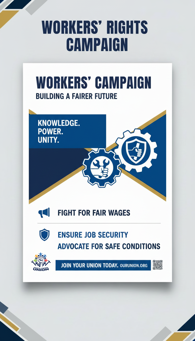 Poster mockup created for a union campaign, focused on clear messaging and strong visual hierarchy for member-facing communications. Built in Adobe Illustrator and Photoshop with standard print considerations to ensure suitability for real-world union use across offices and shared spaces.