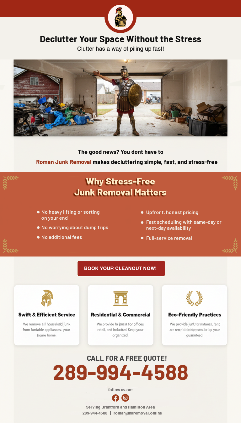 Email newsletter created to highlight available junk removal services and offerings in a clear, organized format.
Designed with an email-friendly layout to ensure clarity, consistency, and responsive viewing across devices.