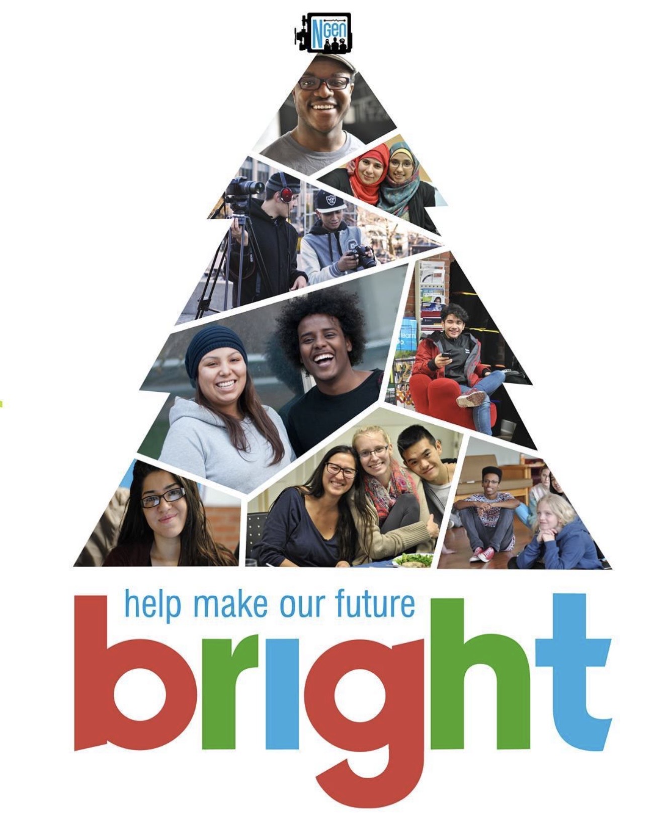 Holiday card graphic created for Ngen Youth Center, showcasing youth and staff through a warm, community-focused design. Created in Adobe Illustrator and Photoshop, emphasizing clean layout, approachable typography, and visual storytelling while maintaining brand consistency across seasonal communications.